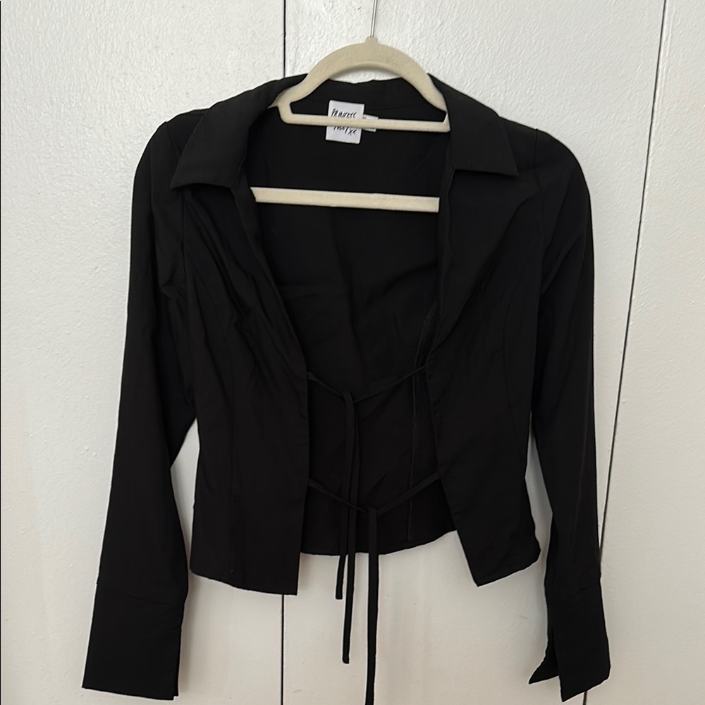 Princess Polly Black Tie-Front Top